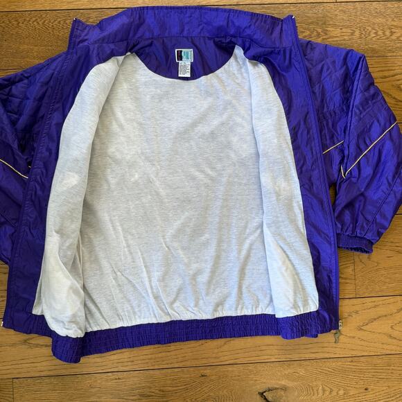 Vintage 80s 90s Windbreaker Jacket XL Embroidered Purple Gold - Picture 6 of 9